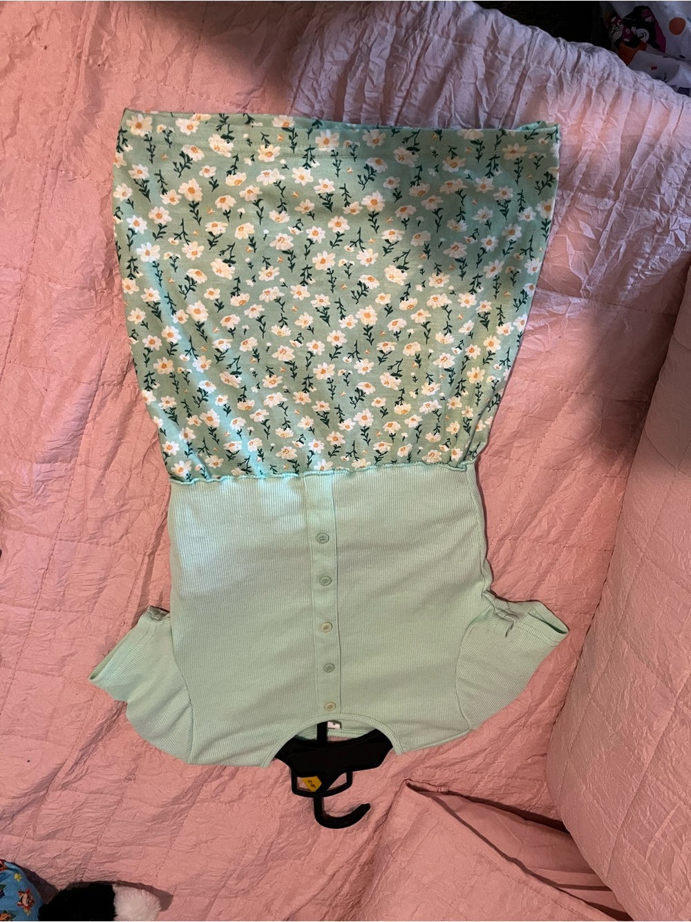 SHEIN Mint Green Floral Kids Matching Set